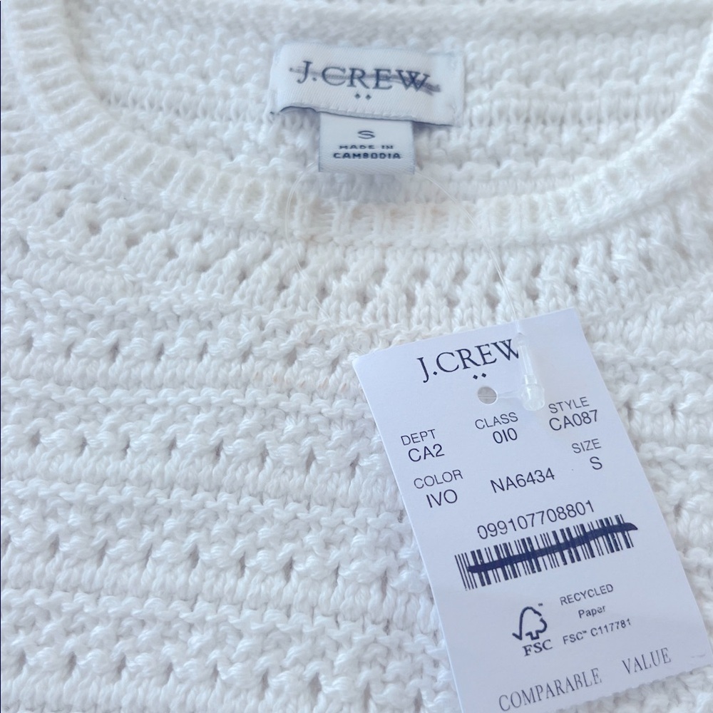NWT J Crew Crochet sweater-tank Womens Small White - Picture 9 of 9